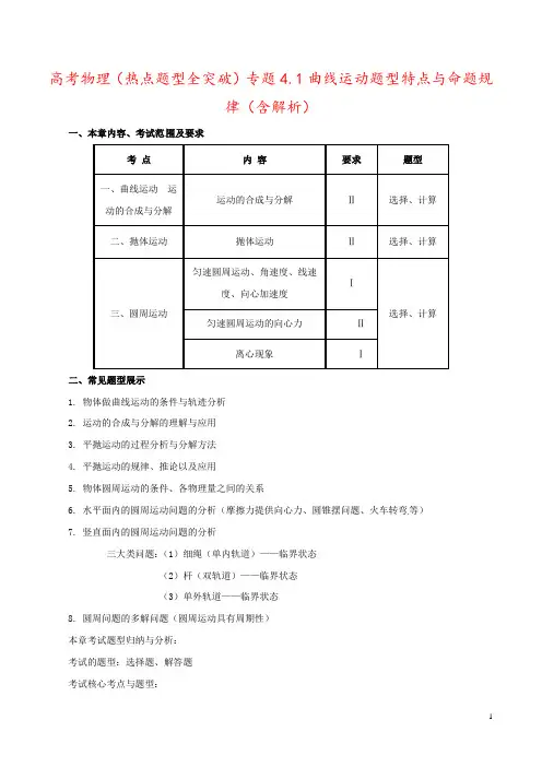 高考物理(热点题型全突破)专题4.1曲线运动题型特点与命题规律(含解析)