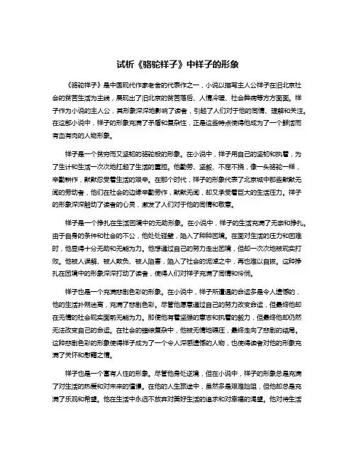 试析《骆驼祥子》中祥子的形象
