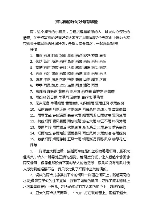 描写雨的好词好句有哪些
