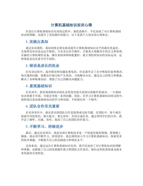 计算机基础知识实训心得