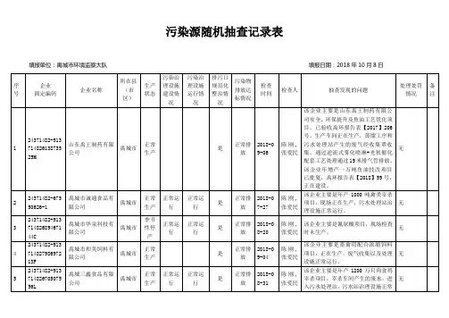 污染源随机抽查记录表