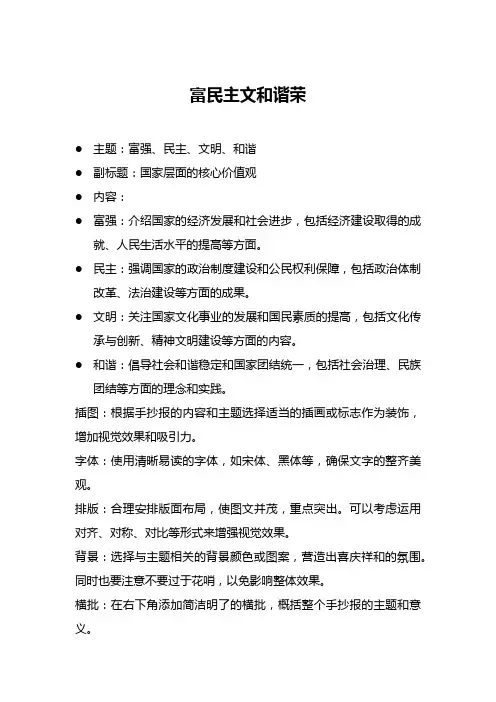 关于富强民主文明和谐的手抄报模板