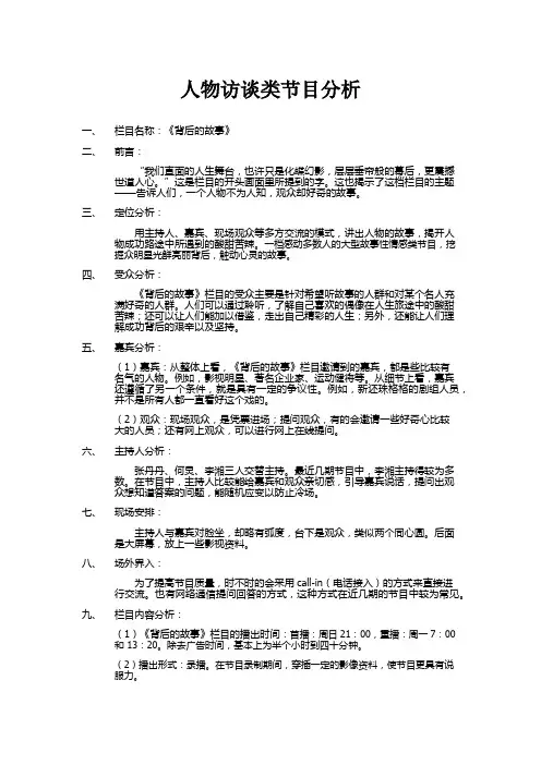 人物访谈类节目分析