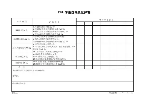 PBL学生自评及互评表.doc