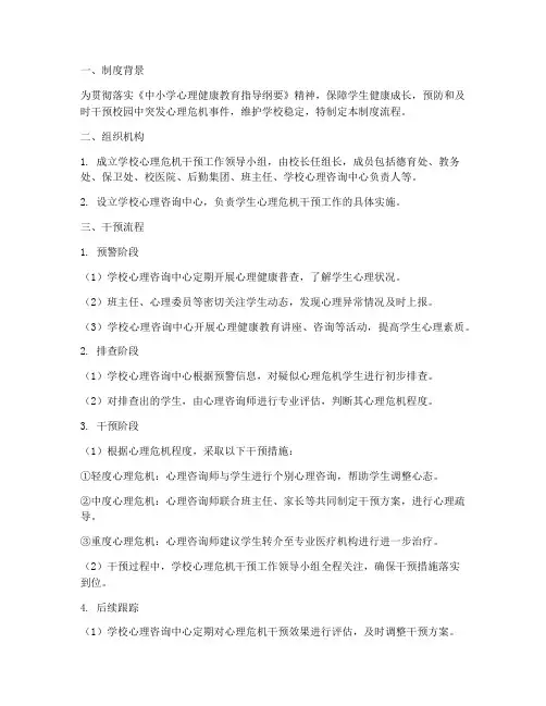学校心理危机干预制度流程