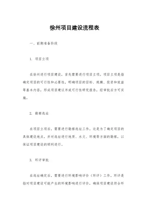 徐州项目建设流程表