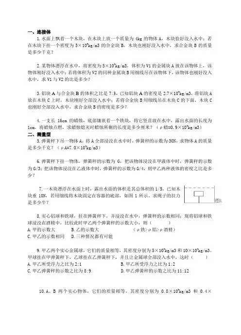 浮力常见题型分类