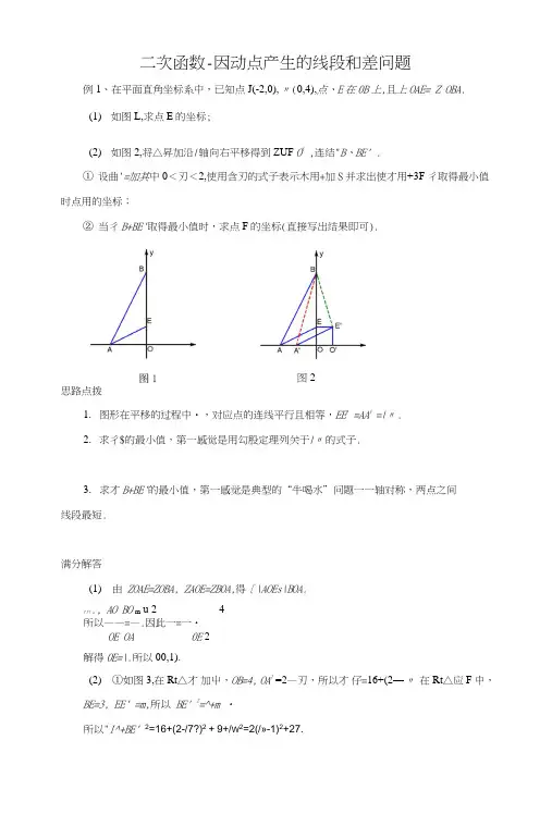 二次函数-因动点产生的线段和差问题经典例题.doc