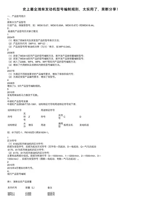 史上最全潍柴发动机型号编制规则，太实用了，果断分享！