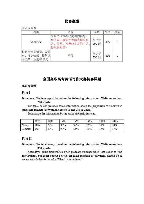 英语写作大赛题型及样题