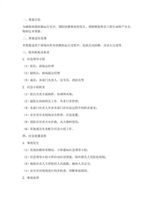 商场扶梯应急预案范本