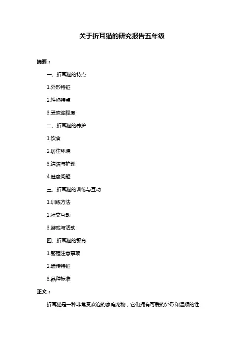 关于折耳猫的研究报告五年级