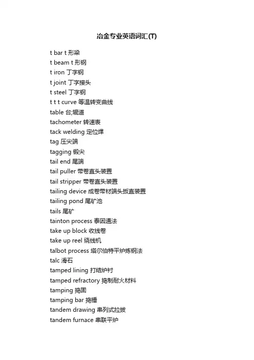 冶金专业英语词汇（T）
