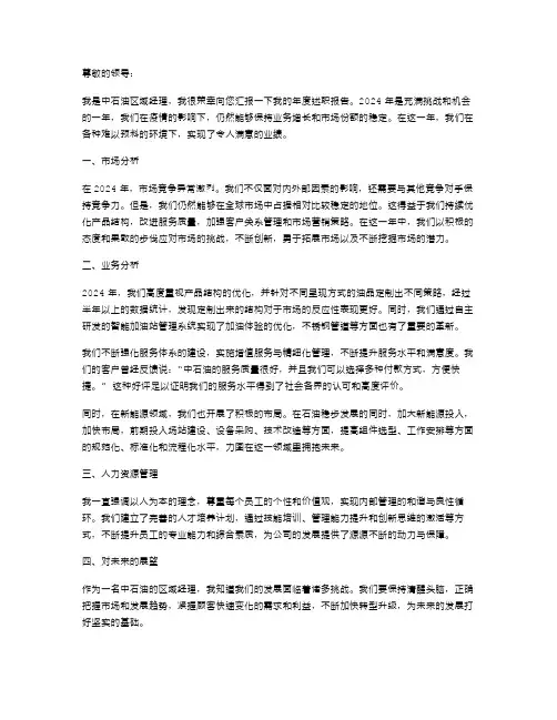 中石油区域经理年度的述职报告