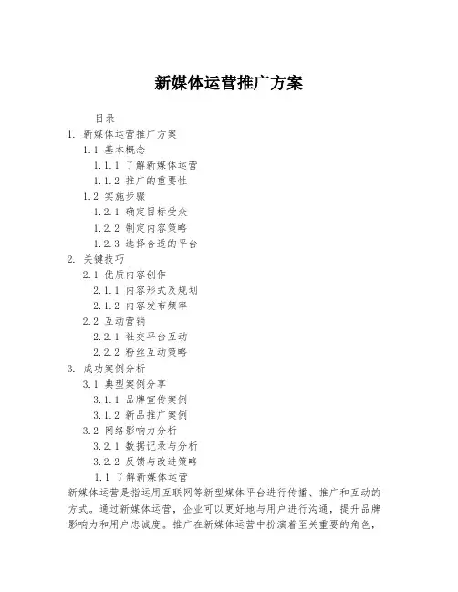 新媒体运营推广方案