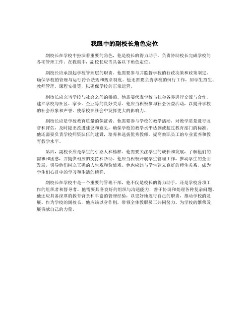 我眼中的副校长角色定位