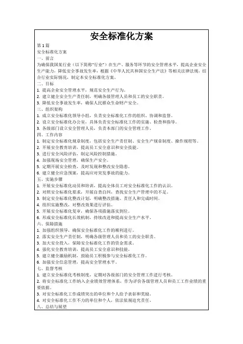 安全标准化方案