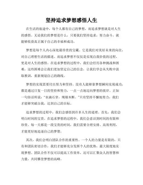 坚持追求梦想感悟人生