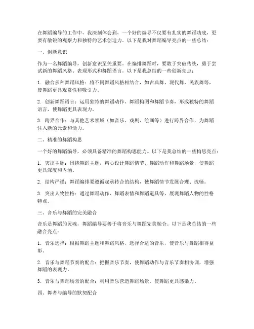 舞蹈编导亮点总结范文