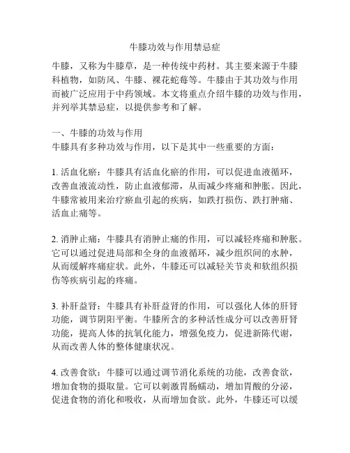 牛膝功效与作用禁忌症