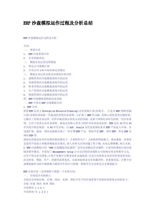 ERP沙盘模拟运作过程及分析总结