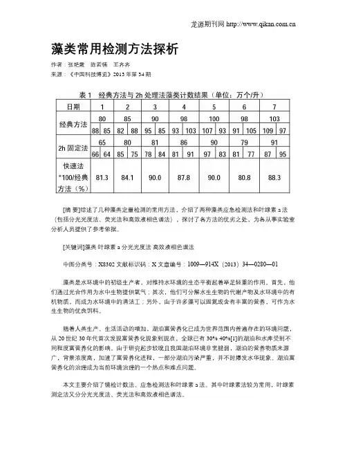 藻类常用检测方法探析