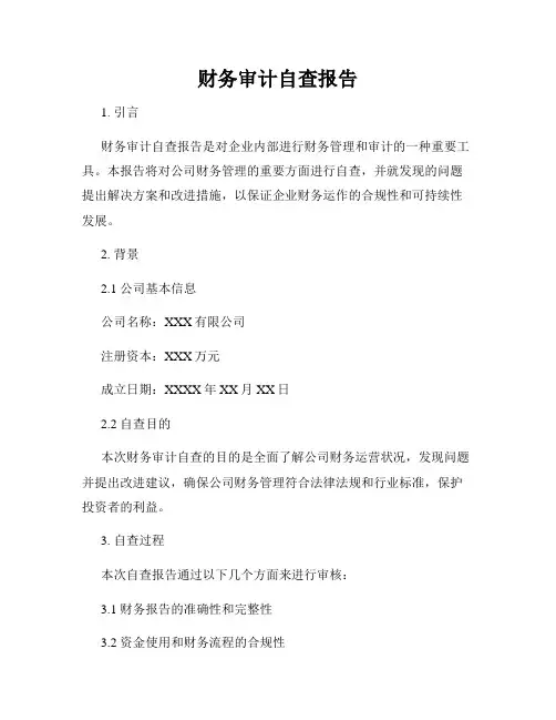 财务审计自查报告