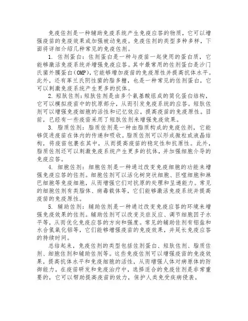 免疫佐剂的类型