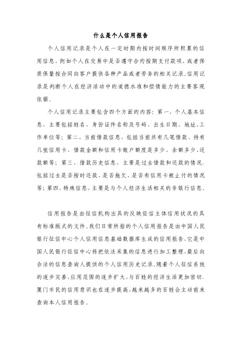 个人信用报告范例