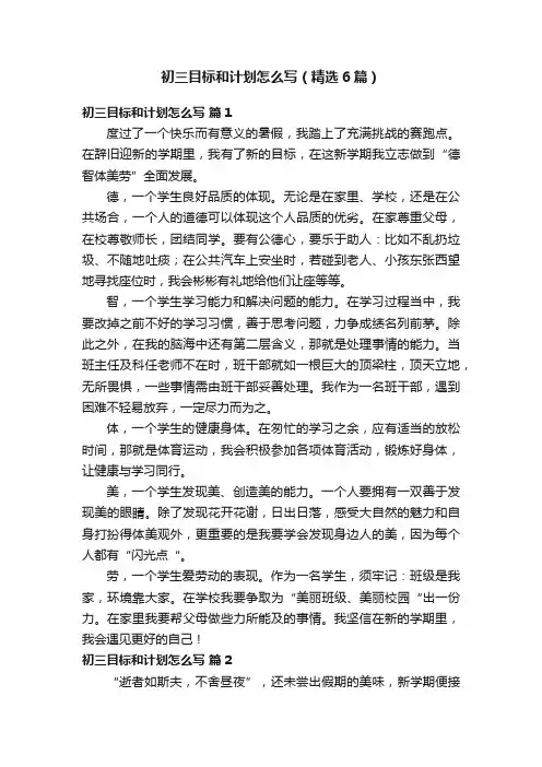 初三目标和计划怎么写（精选6篇）