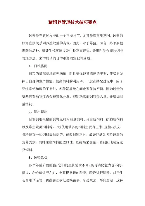 猪饲养管理技术技巧要点