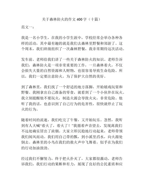 关于森林防火的作文400字(十篇)