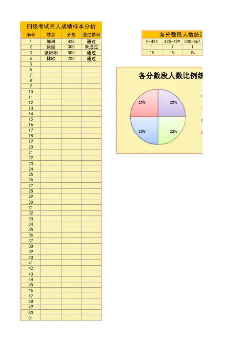 四级考试成绩样本分析图表excel