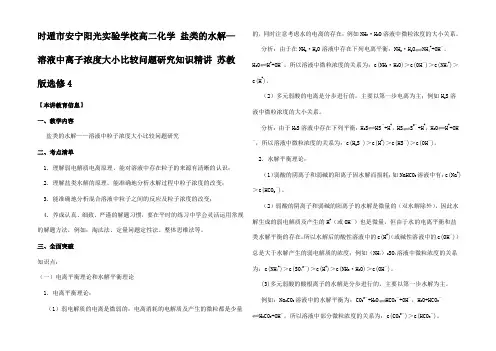 高二化学 盐类的水解溶液中离子浓大小比较问题研究 1