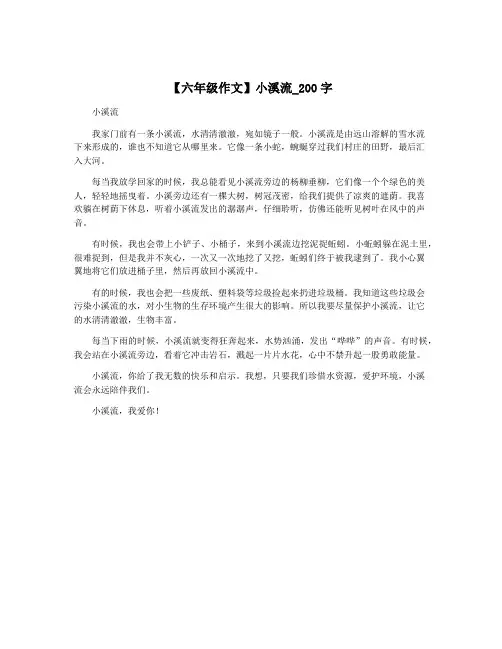 【六年级作文】小溪流_200字
