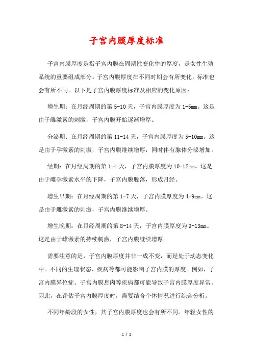 子宫内膜厚度标准