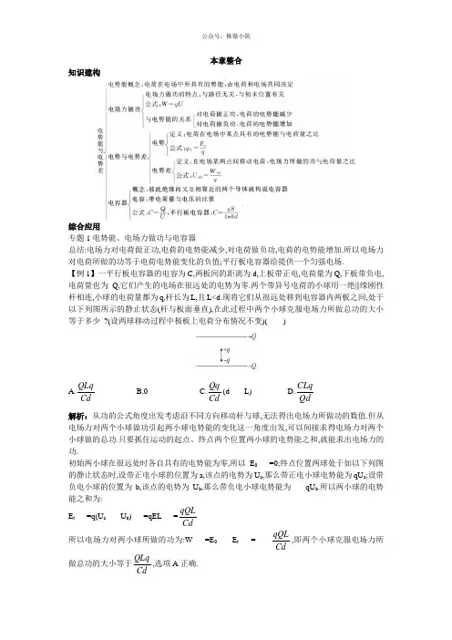物理鲁科版选修3-1学案：第2章电势能与电势差Word版含解析