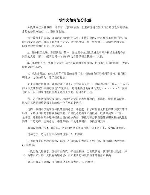 写作文如何划分段落