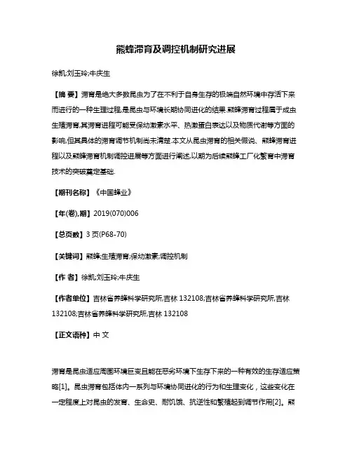 熊蜂滞育及调控机制研究进展