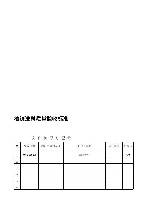油漆进料质量验收标准