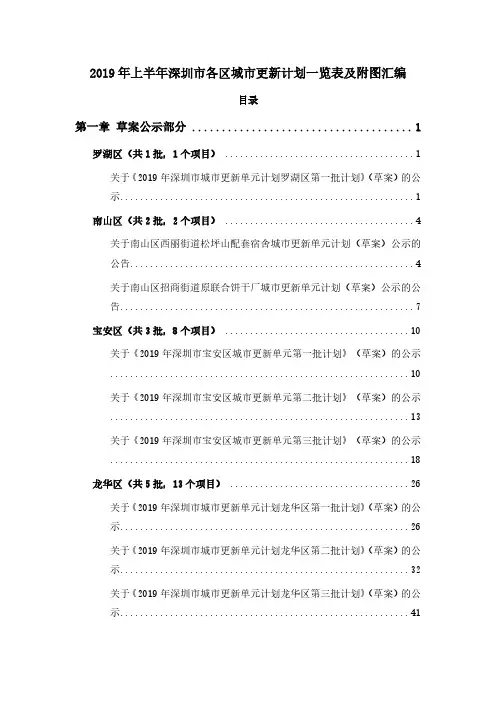 第四十期：2019年上半年深圳市各区城市更新计划一览表及附图汇编