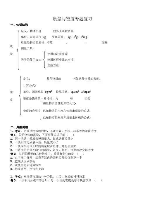 质量密度专题复习