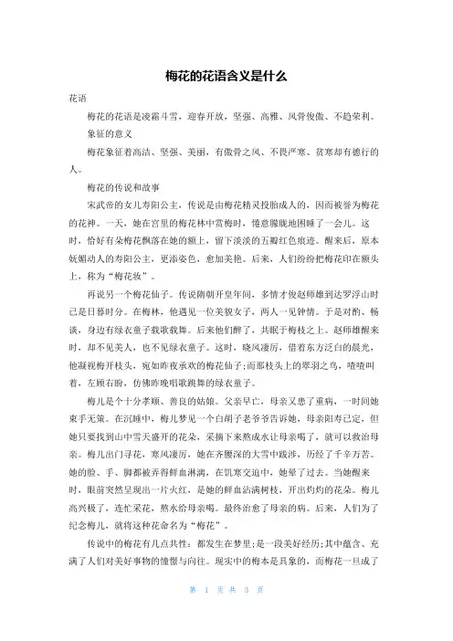 梅花的花语含义是什么