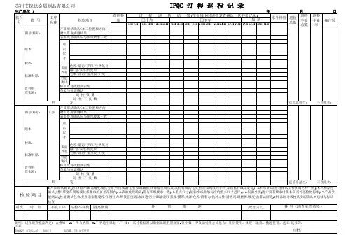 IPQC过程巡检记录