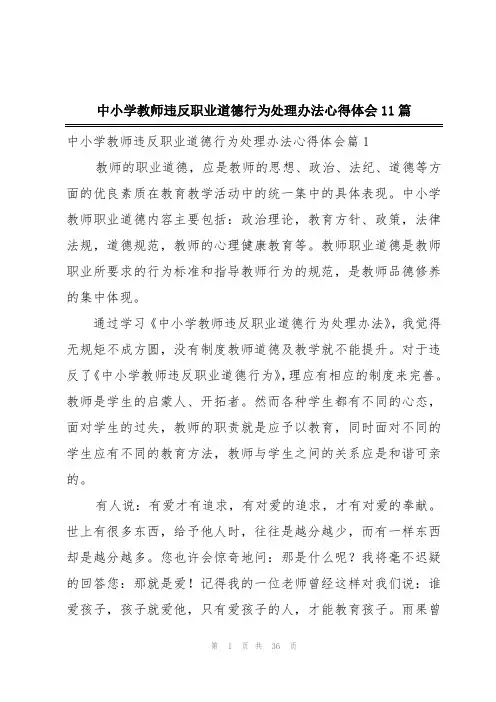 中小学教师违反职业道德行为处理办法心得体会11篇