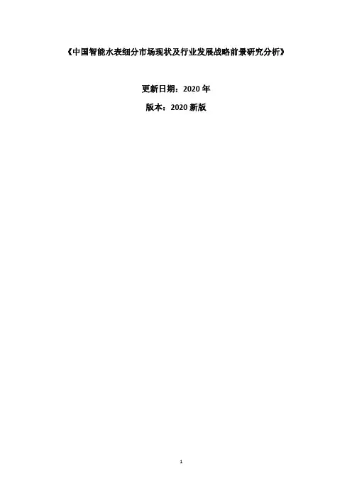中国智能水表细分市场现状及行业发展战略前景研究分析报告2020