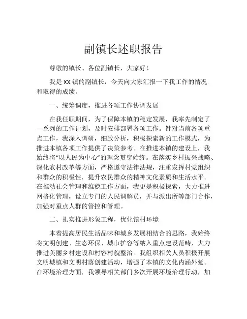 副镇长述职报告