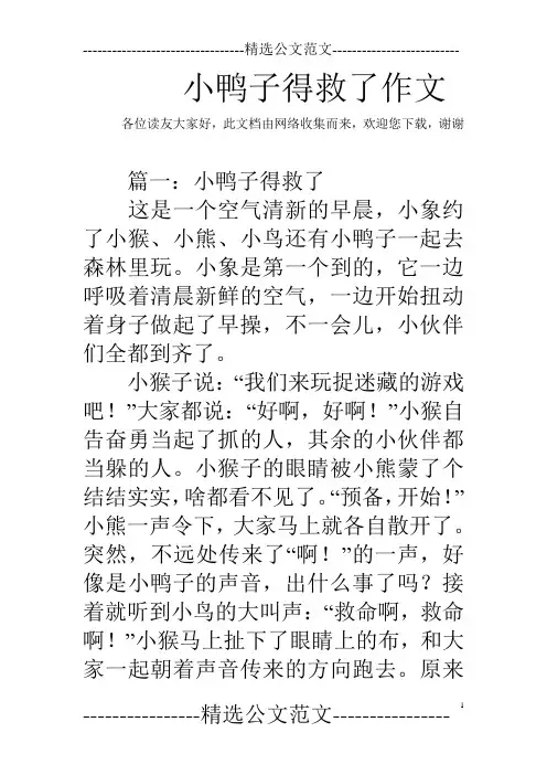 小鸭子得救了作文