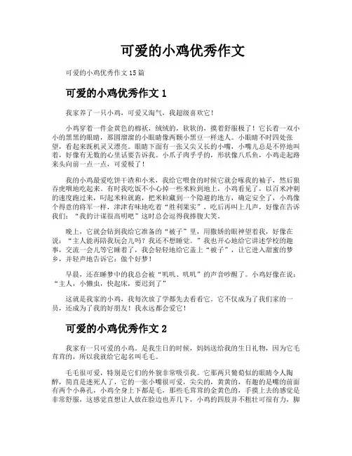 可爱的小鸡优秀作文