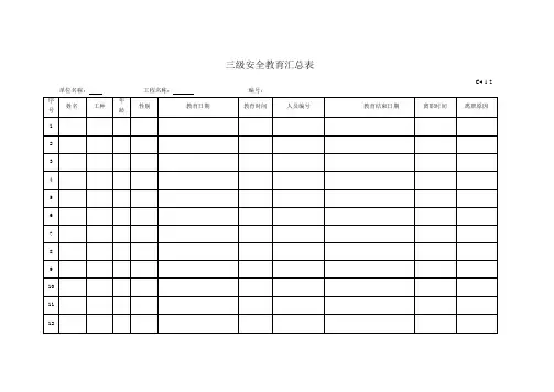 三级安全教育汇总表
